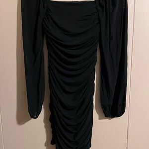 Elegant Black Ruched Dress